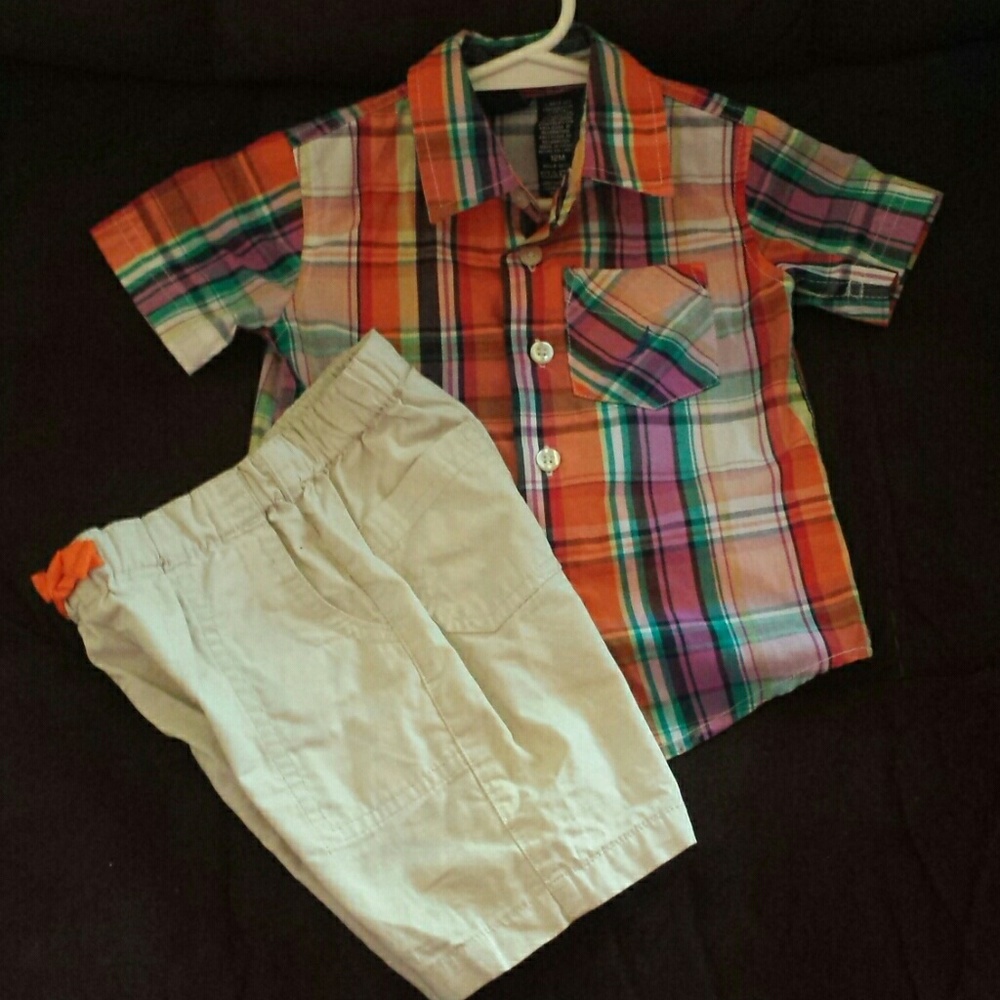Nice. Boys. Shirt with matching shorts.
